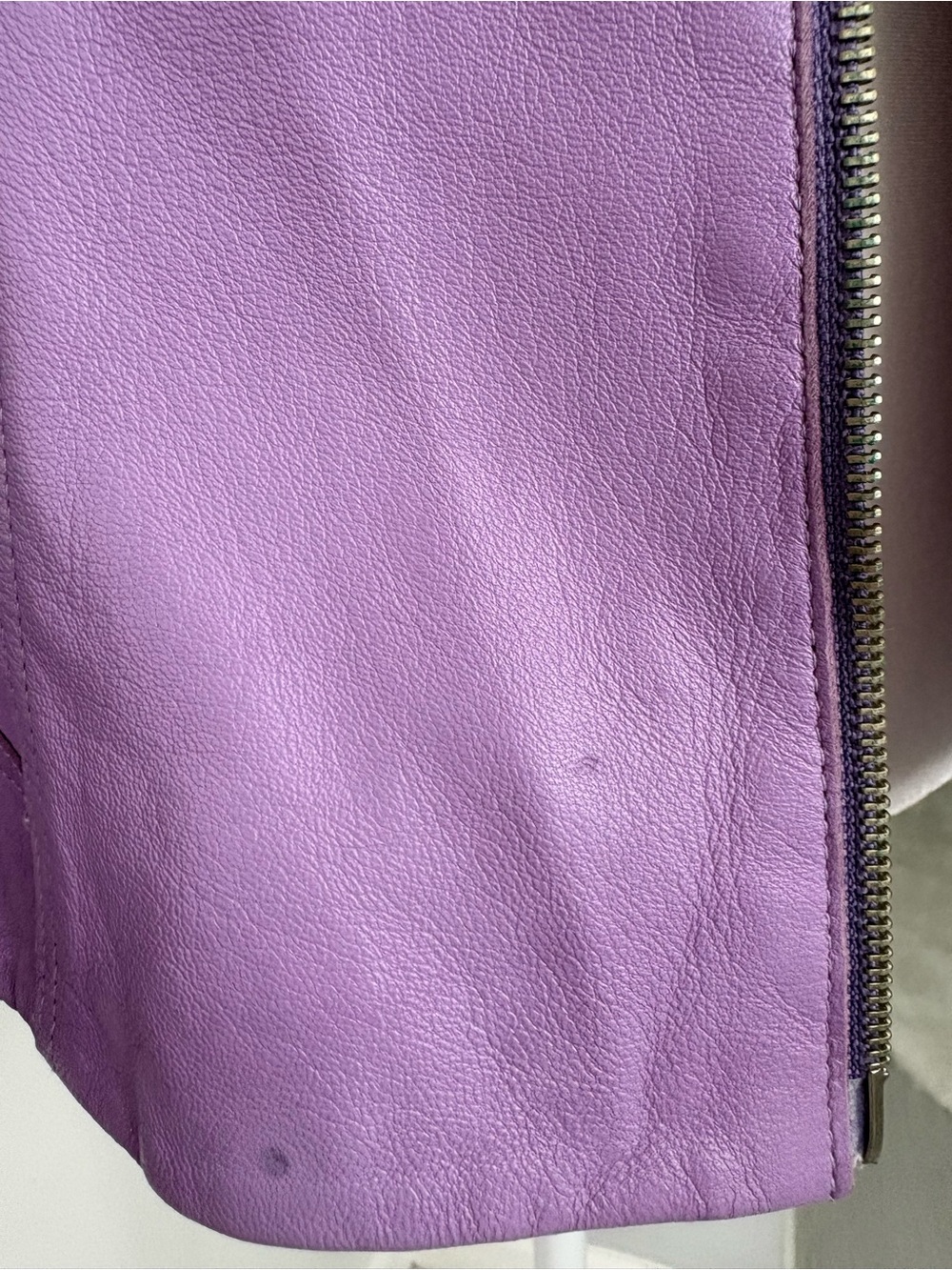 Women's Lavender Leather Zip Jacket - Picture 8 of 8